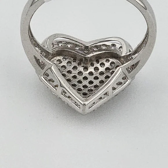 Heart Pave Ring Sterling Silver 925 - Picture 6 of 10